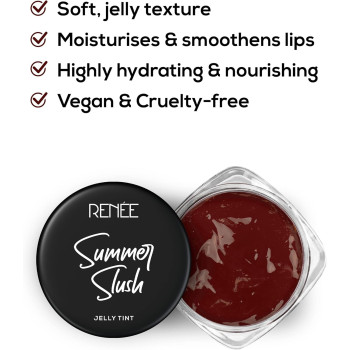 RENEE Summer Slush Jelly Tint For Lips & Cheeks with 98 Percentage Natural Fruit Extracts, Keeps Lips Soft & Moisturized, 100 Percentage Vegan, Luscious Cherry, 13 G