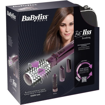BaByliss BE Liss Brushing Rotating Brush, Hot Air Styler, 1000W, Purple, International Warranty - 2736SDE