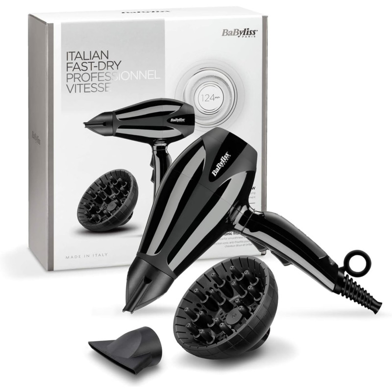 BaByliss Compact Pro 2400 Hair Dryer AC, Italian Made, 6715DSDE (Black)