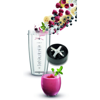 KENWOOD Personal Blender 600W Smoothie Maker with 700ML & 600ML Tritan Bottles, Black/Silver - BSP70.180SI