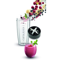 KENWOOD Personal Blender 600W Smoothie Maker with 700ML & 600ML Tritan Bottles, Black/Silver - BSP70.180SI