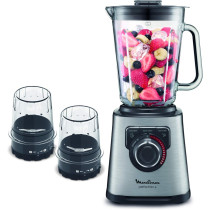 Moulinex Perfect Mix Blender 2L Glass Jug, 1200 W, Black/Silver - LM815D27