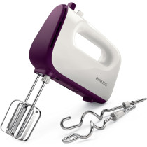 PHILIPS Viva Collection Hand Mixer 400W, White/Deep Purple, HR3740/11 - International Version