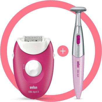 BRAUN Silk-epil 3 Epilator, Raspberry Pink with 2 Extras, SE 3420-INT VER