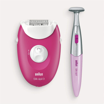 BRAUN Silk-epil 3 Epilator, Raspberry Pink with 2 Extras, SE 3420-INT VER