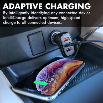 Promate 3 Port USB Car Charger, Ultra-Fast 35W 3.4A Dual USB Car Charger Adapter with Qualcomm Quick Charger 3.0 USB Port and Over-Heating Protection, Scud-C35
