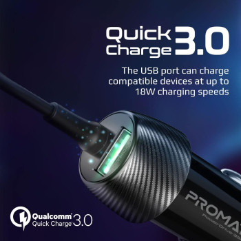 Promate USB-C Car Charger with Cable, Universal 33W Power Delivery DC Charger with Built-In Type-C Coiled Cord, for iPad Air, Galaxy S22, PowerDrive-33PDC