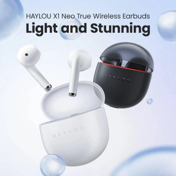 Haylou X1 NEO True Wireless Earbuds with Bluetooth 5.0, Noise-Cancelling Technology, IPX5 Water Resistance, and 15-Hour Battery Life - Black