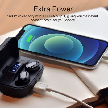 Max Tws Noise Cancellation Earbuds, 2600 Mah Charging Case, 60 Hours Usage, 4 Hrs Playing Time, Ipx4 Water Resistance, Lcd Indicator, Black