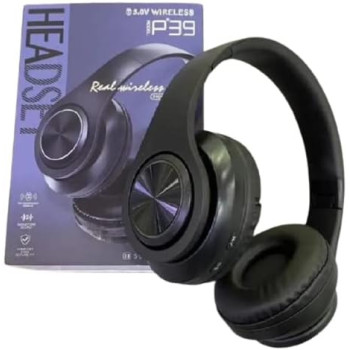 My-Tech Bluetooth Wireless Headphone Headset Stereo Bluetooth V5.1 Over-Ear Pads Built-in Microphone Adjustable (Black)