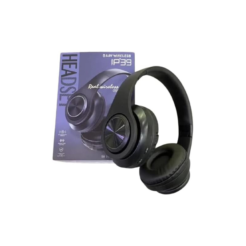 My-Tech Bluetooth Wireless Headphone Headset Stereo Bluetooth V5.1 Over-Ear Pads Built-in Microphone Adjustable (Black)