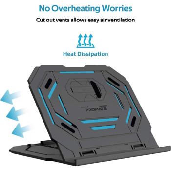 Promate Laptop Stand, 2-In-1 Foldable Laptop and Smartphone Riser Stand with 360 Degree Rotatable Base, Multi-Angle Adjustable Height and Anti-Slip Grip