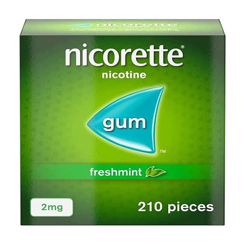 Nicorette Fresh Mint Chewing Gum (Stop Smoking Aid) 2 mg, 210 Pieces
