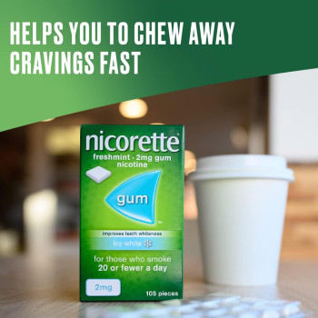 Nicorette Fresh Mint Chewing Gum (Stop Smoking Aid) 2 mg, 210 Pieces