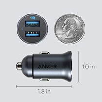 Anker PowerDrive 2 Alloy Metal USB Mini Car Charger, Silver