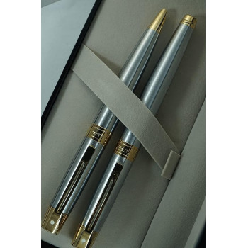 Sheaffer Ferrari 300 Limited Collections,Brushed Chrome Barrel Rollerball and Ballpoint pens set