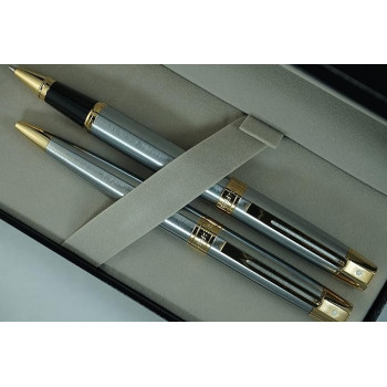 Sheaffer Ferrari 300 Limited Collections,Brushed Chrome Barrel Rollerball and Ballpoint pens set