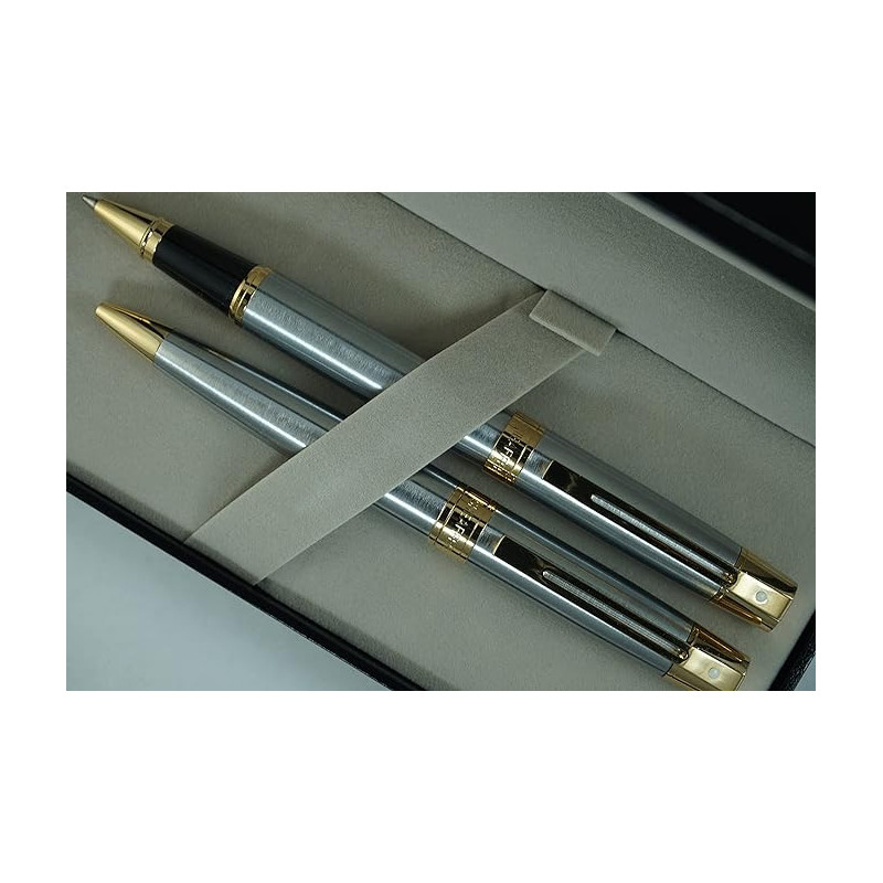Sheaffer Ferrari 300 Limited Collections,Brushed Chrome Barrel Rollerball and Ballpoint pens set