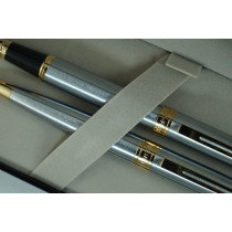 Sheaffer Ferrari 300 Limited Collections,Brushed Chrome Barrel Rollerball and Ballpoint pens set