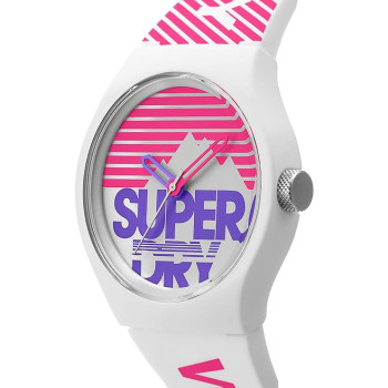 Superdry Urban Ski Analogue White And Pink Dial White And Pink Silicon Watch For Women - SYL255WP