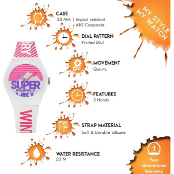 Superdry Urban Ski Analogue White And Pink Dial White And Pink Silicon Watch For Women - SYL255WP