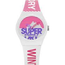 Superdry Urban Ski Analogue White And Pink Dial White And Pink Silicon Watch For Women - SYL255WP