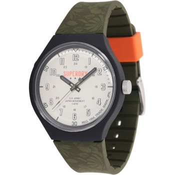 Superdry Urban Xl Tropical Ca Analogue Matte Grey Dial Khaki Green Silicon Watch For Men - SYG225N