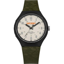 Superdry Urban Xl Tropical Ca Analogue Matte Grey Dial Khaki Green Silicon Watch For Men - SYG225N