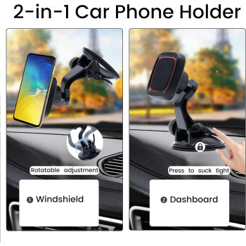 Phone Mount for Car, Jollyfit Magnetic Dashboard & Windshield Universal Car Phone Holder Mount
