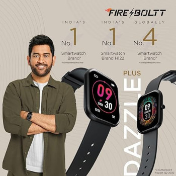 Fire-Boltt Dazzle 1.83 Smartwatch Full Touch Largest Borderless Display & 60 Sports Modes (Swimming) with IP68 Rating, Sp02 Tracking, Over 100 Cloud Based Watch Faces (Black)