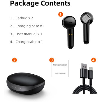 Mibro S1 True Wireless Earbuds HiFi Stereo Noise Cancelling, 35hrs Long Battery Life, Bluetooth 5.3, IPX5 Waterproof - Black