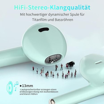 Blackview Wireless Earbuds Airbuds6,Bluetooth Headphones in-Ear,Bluetooth 5.3,Long Playtime,Touch Control,IPX7 Waterproof Sport Wireless Headphones-Green