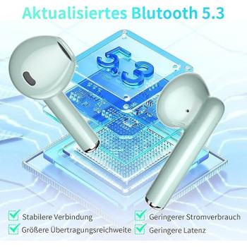 Blackview Wireless Earbuds Airbuds6,Bluetooth Headphones in-Ear,Bluetooth 5.3,Long Playtime,Touch Control,IPX7 Waterproof Sport Wireless Headphones-Green