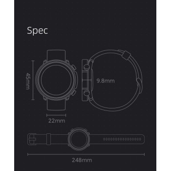 Mibro A1 Smart Watch 1.28-inch HD Display Touch Screen Ultra-thin Metal Bluetooth 5.0 20 Sport Modes Fitness Watch Heart Rate Monitoring 270mAh Long Battery Life 5ATM - Black