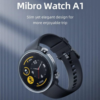 Mibro A1 Smart Watch 1.28-inch HD Display Touch Screen Ultra-thin Metal Bluetooth 5.0 20 Sport Modes Fitness Watch Heart Rate Monitoring 270mAh Long Battery Life 5ATM - Black
