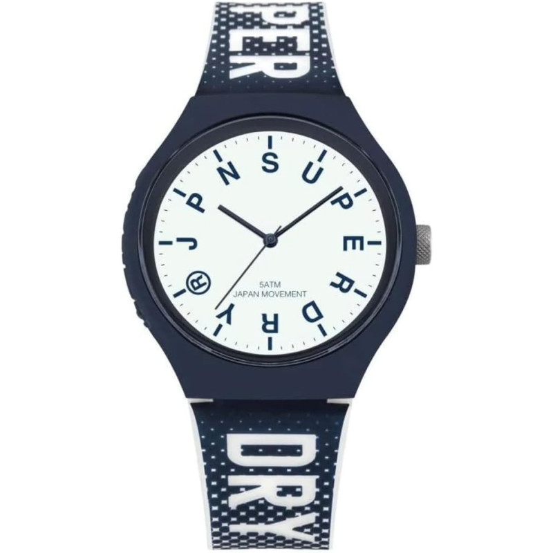 Superdry Urban Xl Festival Gl Men's Analogue Quartz Watch with Luminous Dial and Blue Silicone Strap - SYG224U