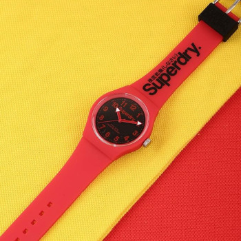 Superdry Women's Analogue Quartz Watch with Silicone Strap SYG164RB, Red, L, strap