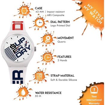 Superdry Urban Xl Street Analogue Matte White Dial White Silicon Watch For Men - SYG226W