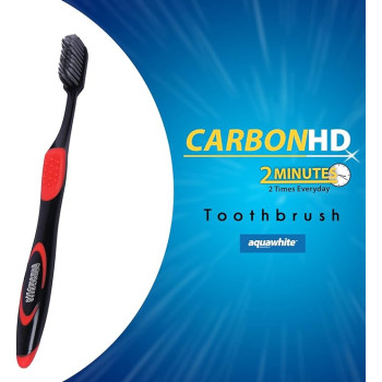 aquawhite Carbon HD Toothbrush with Carbon Infused Bristles, Red