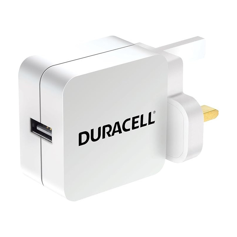 Duracell 2.4 A USB AC Charger for all Smartphone and Tablet - White