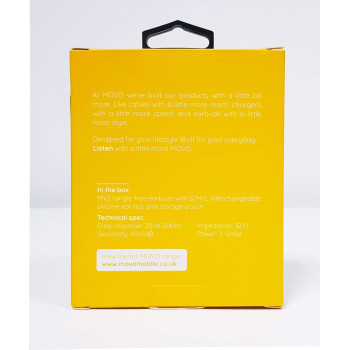 MOVO MV2 Earbuds, Tangle-Free, In-line Control Earphones with Microphone and storage pouch included