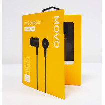 MOVO MV2 Earbuds, Tangle-Free, In-line Control Earphones with Microphone and storage pouch included