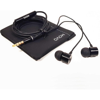 MOVO MV2 Earbuds, Tangle-Free, In-line Control Earphones with Microphone and storage pouch included