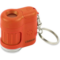 Carson MicroMini 20x LED Lighted Pocket Microscope with Built-In UV and LED Flashlight - Orange, Medium