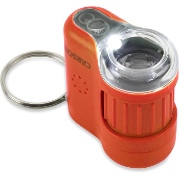 Carson MicroMini 20x LED Lighted Pocket Microscope with Built-In UV and LED Flashlight - Orange, Medium