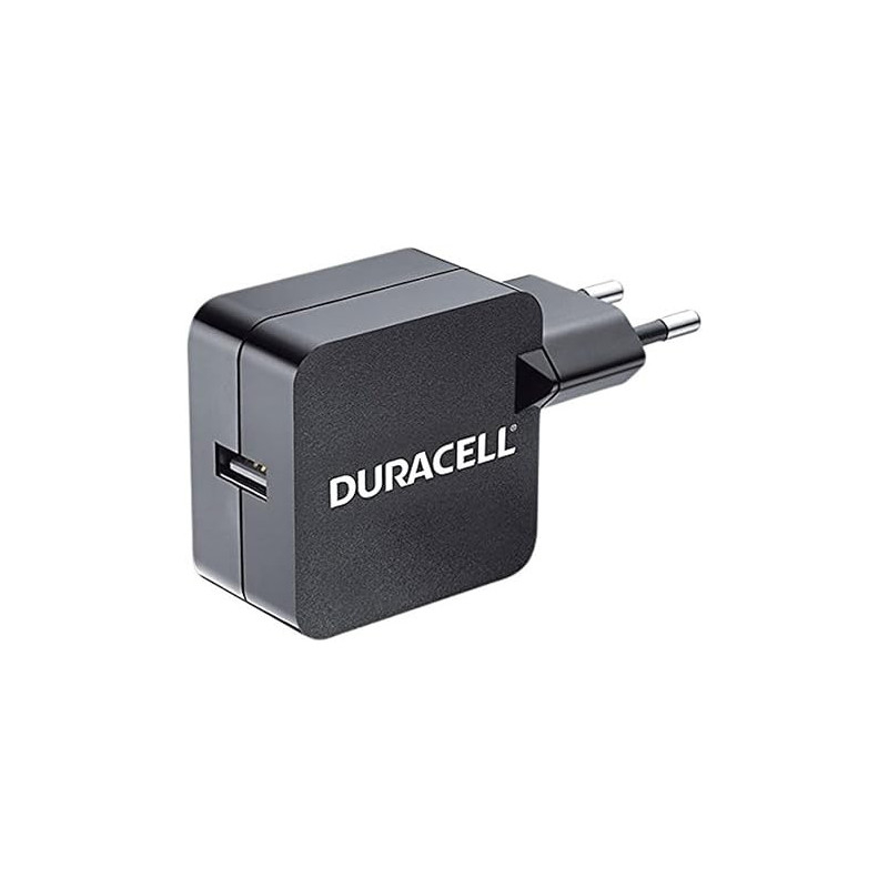 Duracell 2.4A USB-Ladegerät Netzladegerät kompatibel mit Smartphones, MP3-Playern, Tablets uvm. 2-Pin Netzstecker - Schwarz