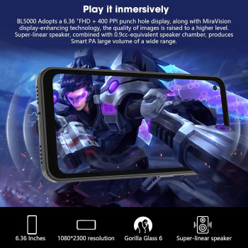 Blackview BL5000 Rugged Phone Unlocked, Dual 5G MTK Dimensity 700 Octa-Core Pro Gaming System, Android 11, 8GB/128GB, 30W Fast Charging, Ultra Wide, 4980mAh - Black