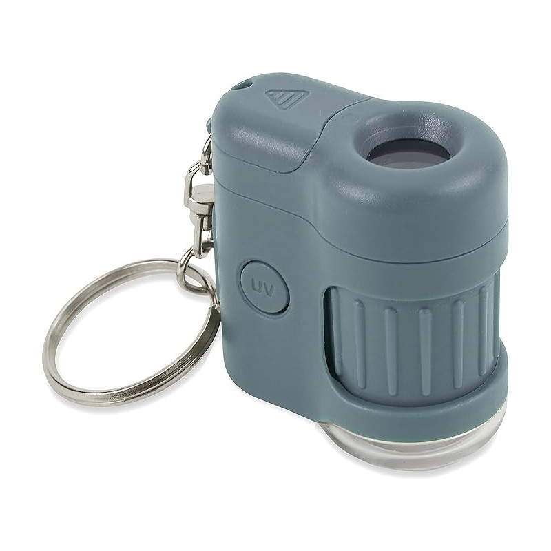 Carson MicroMini 20x LED Lighted Pocket Microscope with Built-In UV and LED Flashlight - Blue