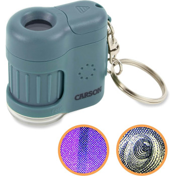 Carson MicroMini 20x LED Lighted Pocket Microscope with Built-In UV and LED Flashlight - Blue