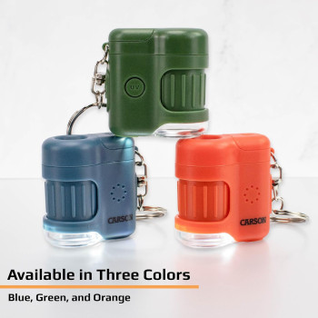 Carson MicroMini 20x LED Lighted Pocket Microscope with Built-In UV and LED Flashlight - Blue